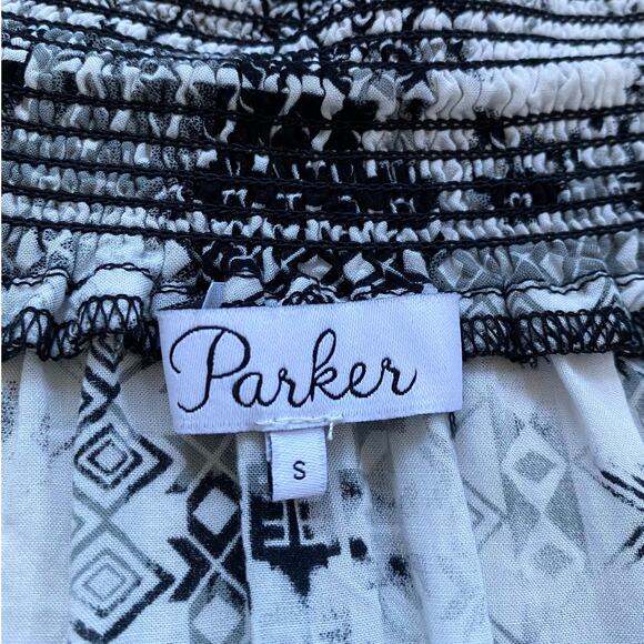 Parker Black & White Aztec Print Off-The-Shoulder Blouse Top Size S - Picture 6 of 9